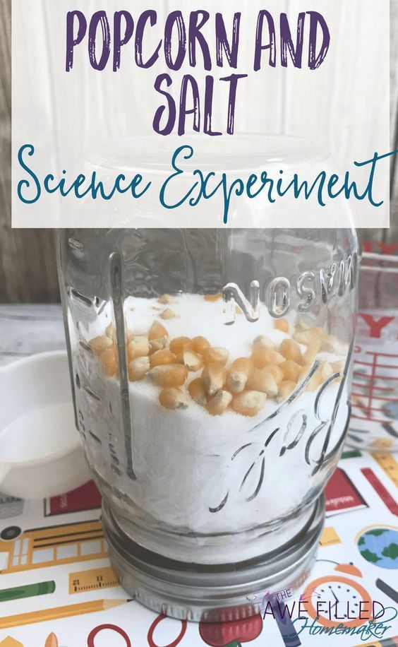 What happens to the popcorn and salt in this easy science experiment
