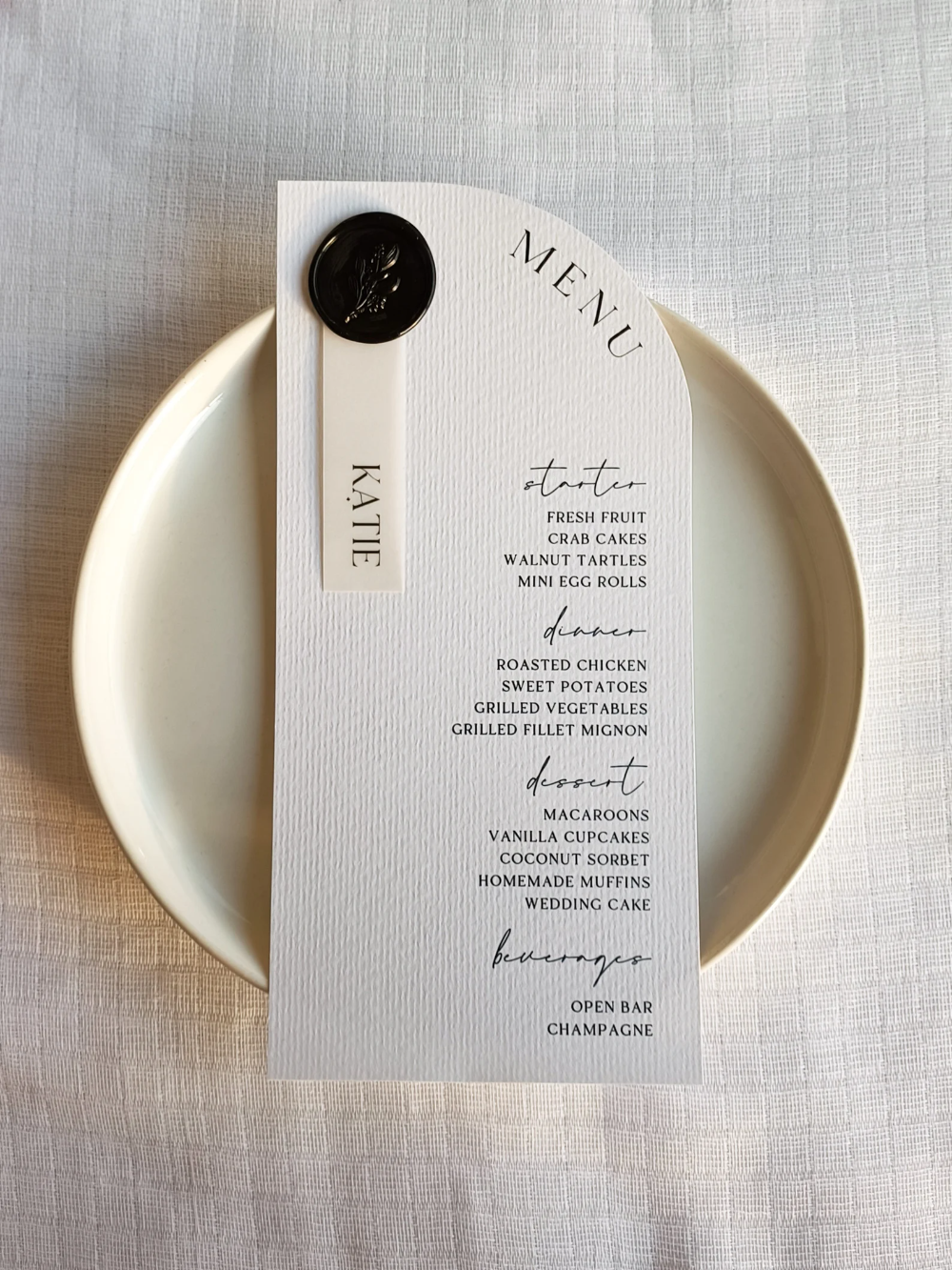 Half Arch Menu, Wax Seal Menu, Place Cards Included, Printed Arch Wedding Menu, Wedding Menu, Minimalist Menu, Vellum Card Name Card - Etsy