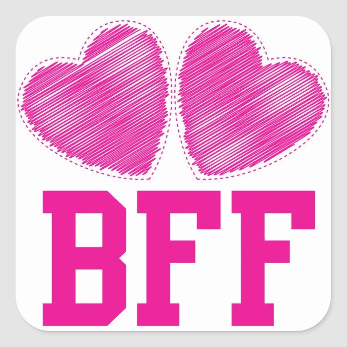 Bff Best Friends Forever With Love Hearts Square Sticker Zazzle Com Friends Forever Pictures Best Friends Forever Bff Images