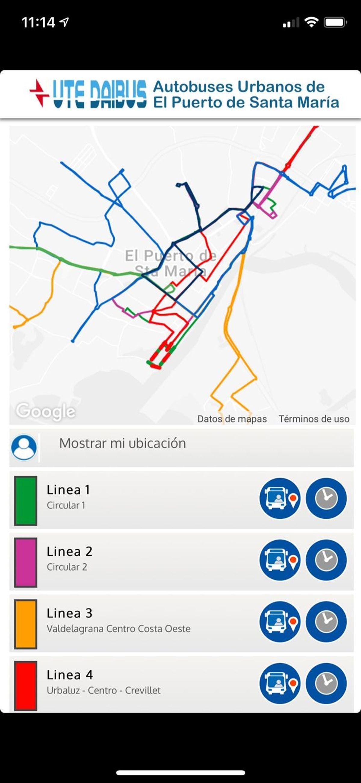 aplicación de los autobuses urbanos de El Puerto de Santa Maria