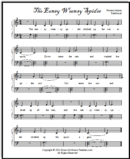 Piano Sheet Music For Beginners 2 Free Versions Of Eensy Weensy Nursery Rhyme Eensy Weensy Spider Free Piano Sheet Music For Beginners