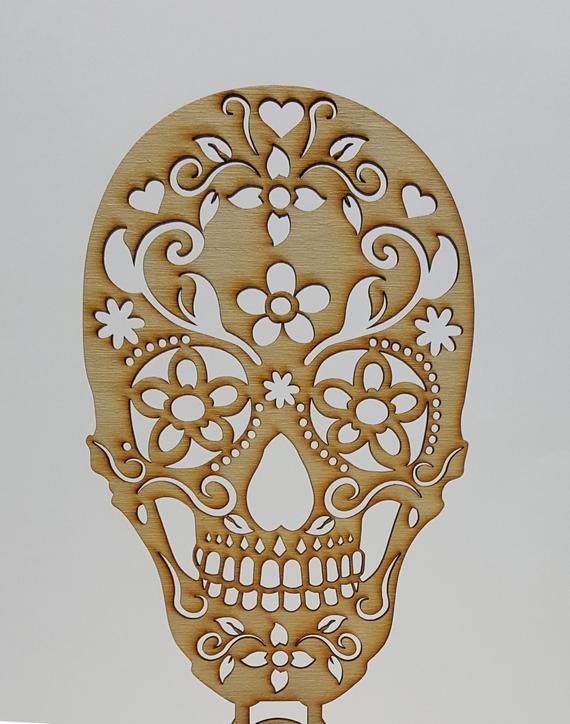 Sugar Skull Dia de los Muertos Cup Topper and Cupcake Topper | Etsy