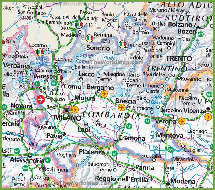 Large map of Lombardy Map, Large maps, Lombardy