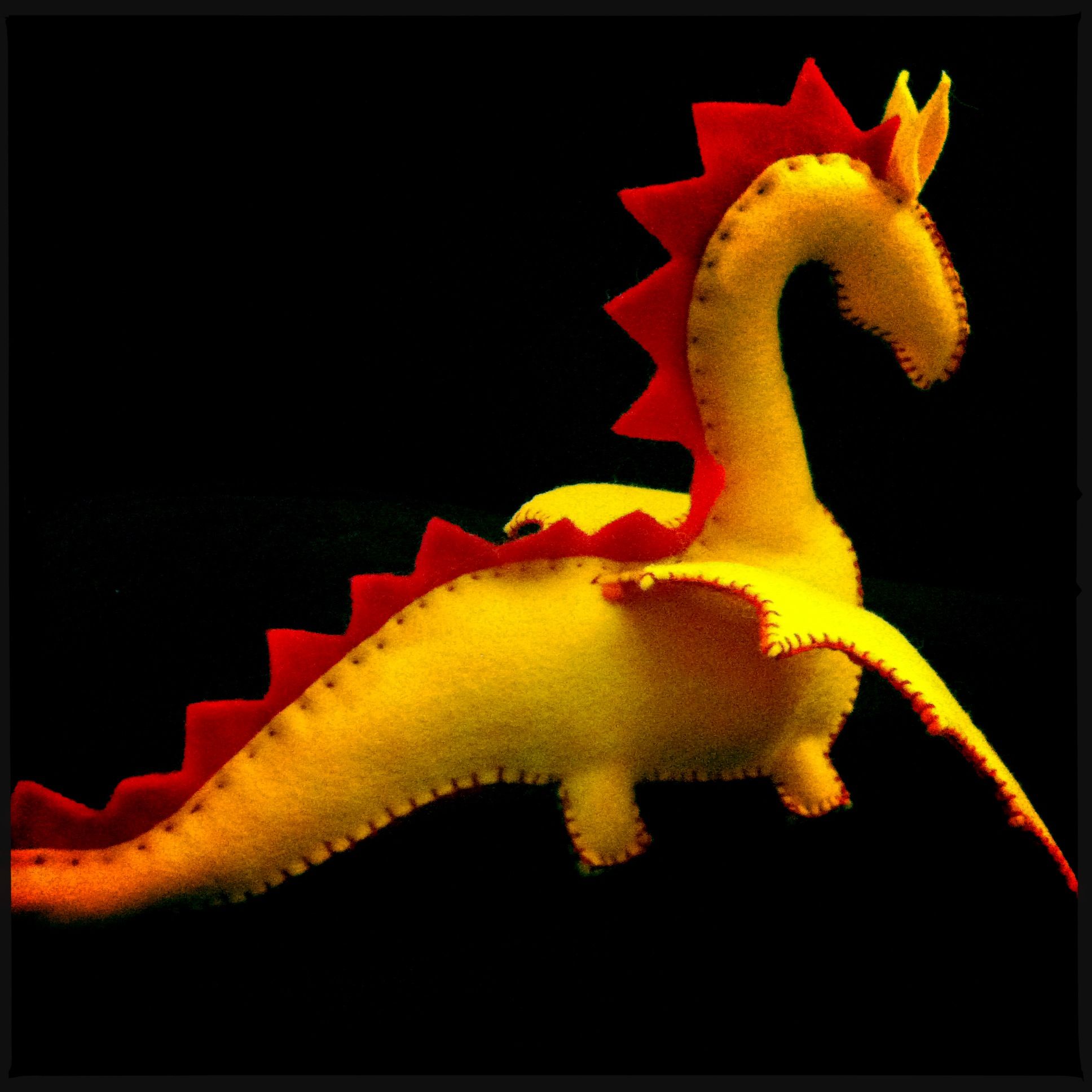 Wool felt dragon, for Henry. (Shhh, it's a surprise for Thursday, great pumpkin gift, no telling!!!) #feltdragon