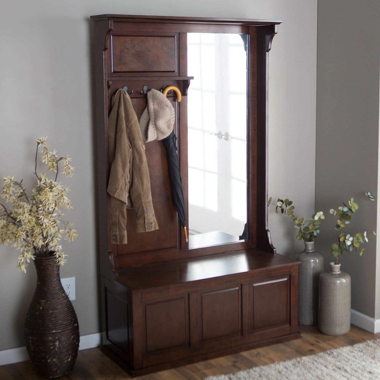 Indoor Hall Tree Bench With Hookirror Pinte Indoor Hall Tree Bench With Hookirror More