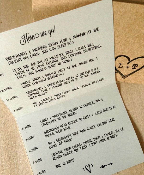 Cute Wedding Day Timeline For Bridal Party And Family Groomsmen Won Cute Wedding Day Timeline For Bridal Party And Family Groomsmen Won T Read It