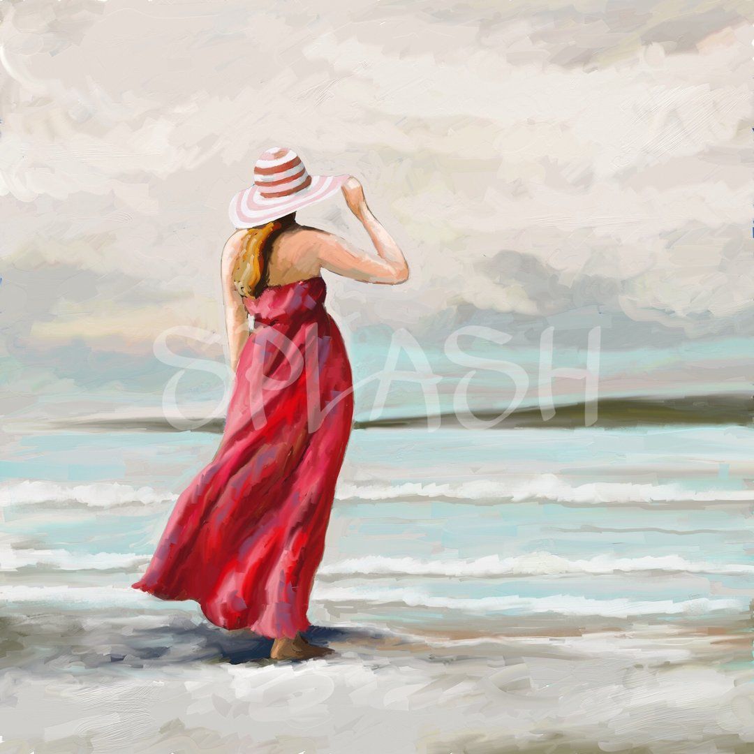 Sp295 Cuadro Moderno Decoración Barato Splash Mujer Playa Sombrero Cielo Cuadros Decorativos Cua Mujer En La Playa Cuadros Modernos Cuadros Modernos Decoracion