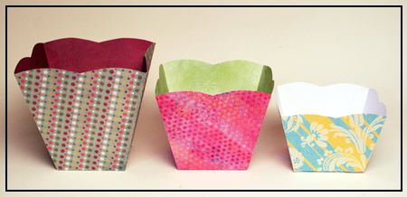 popcorn boxes in 3 sizes made using a popcorn box template and paper popcorn box