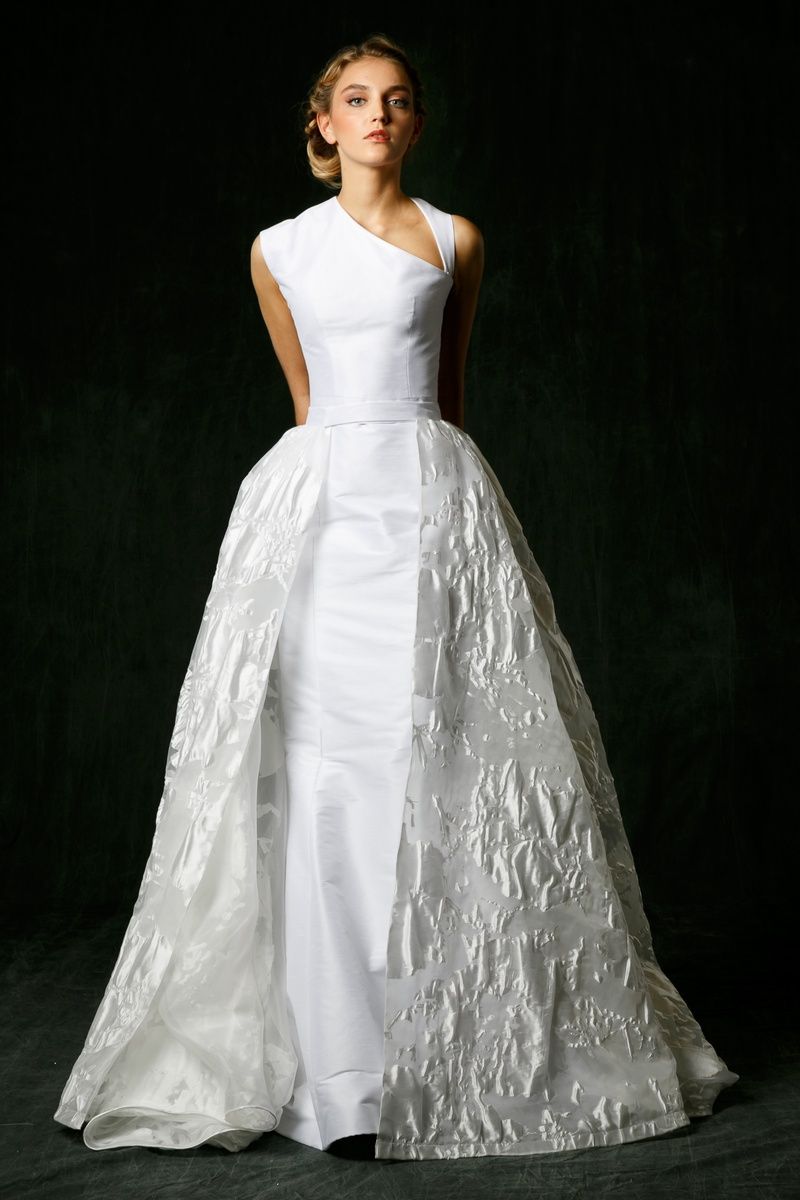 Asymmetrical Train Wedding Dress