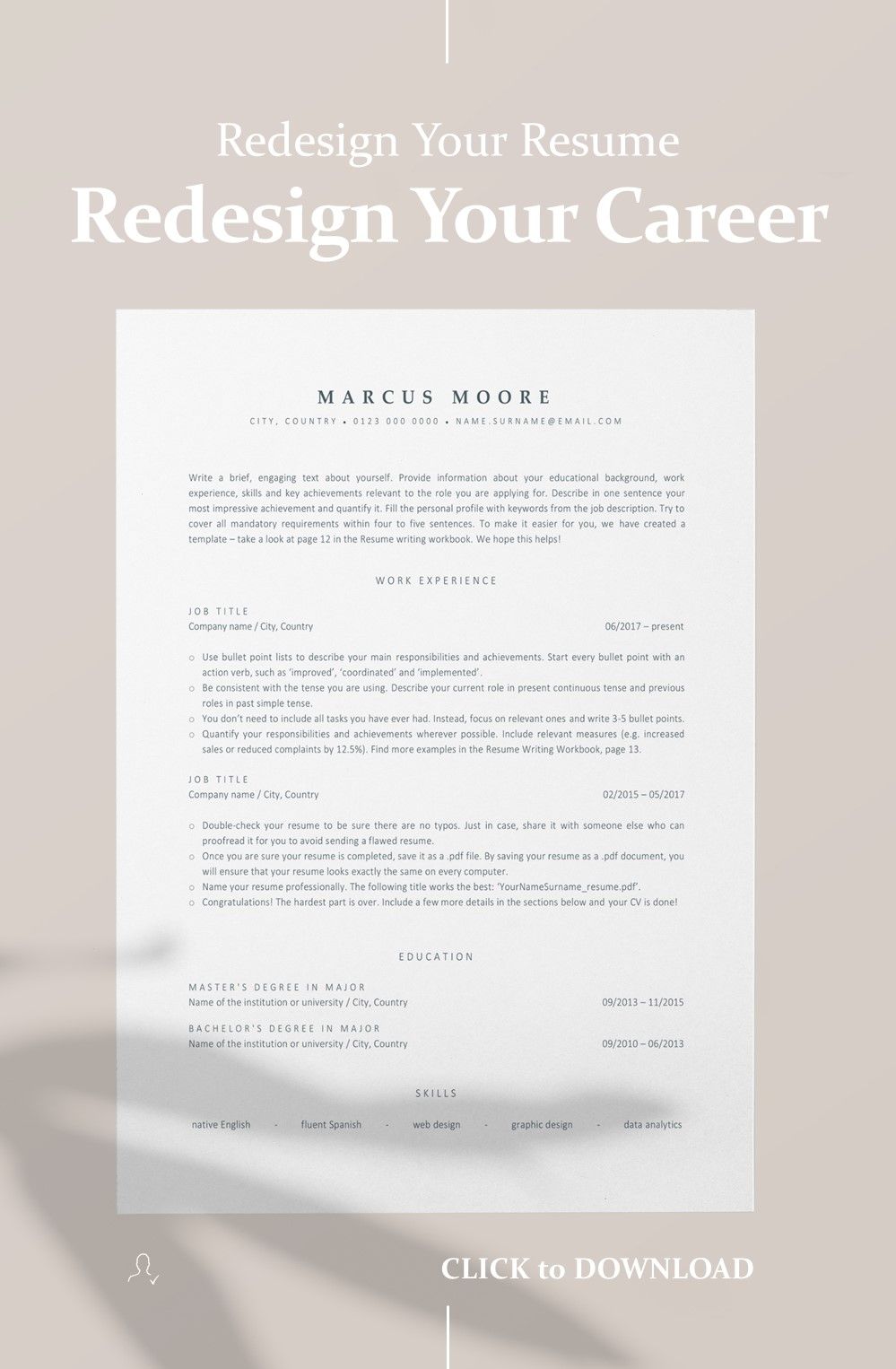 A perfect resume for modern professionals looking to