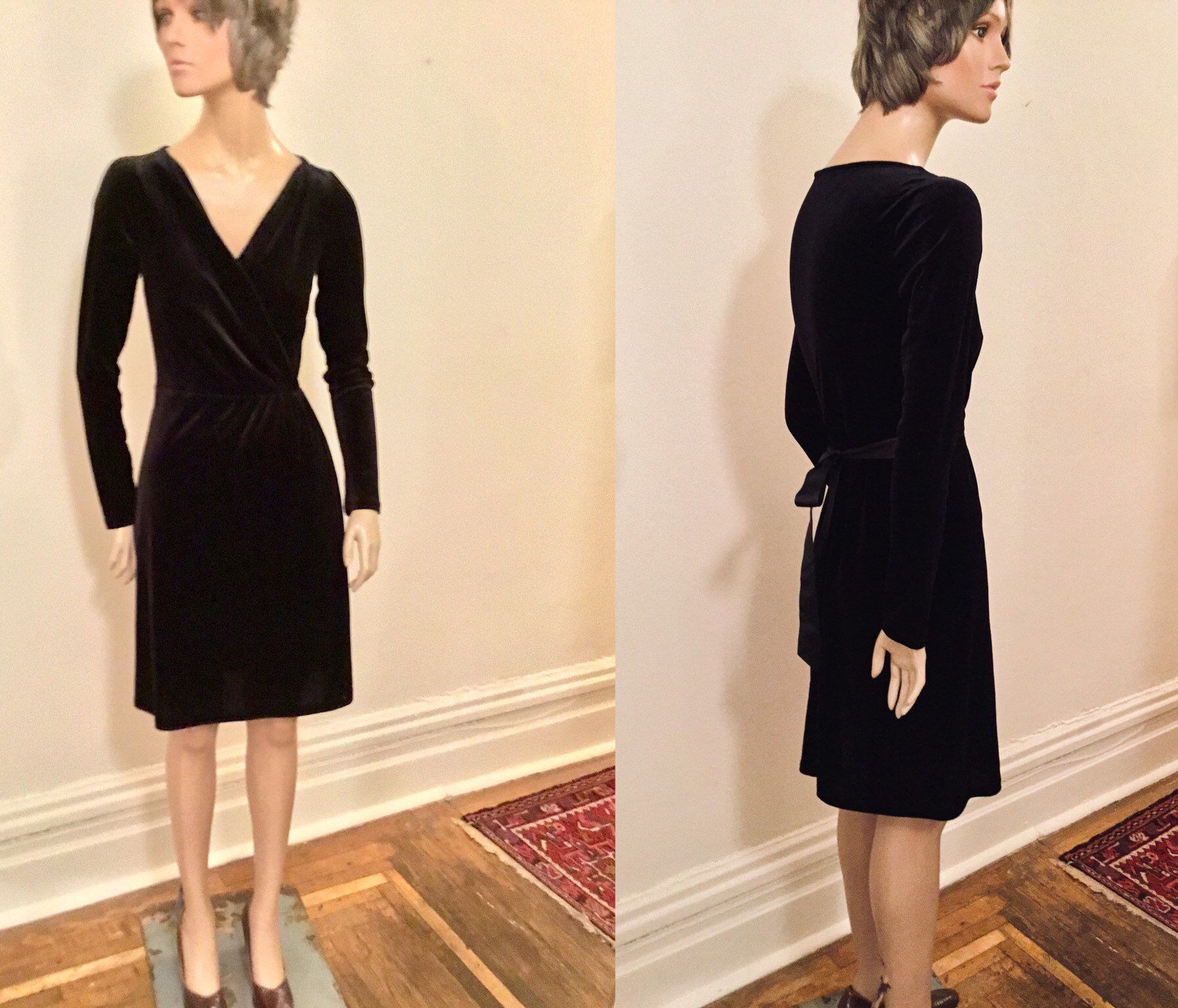 SALE LBD Velvet Velour Wrap Style DressElegant Vintage Etsy Vintage