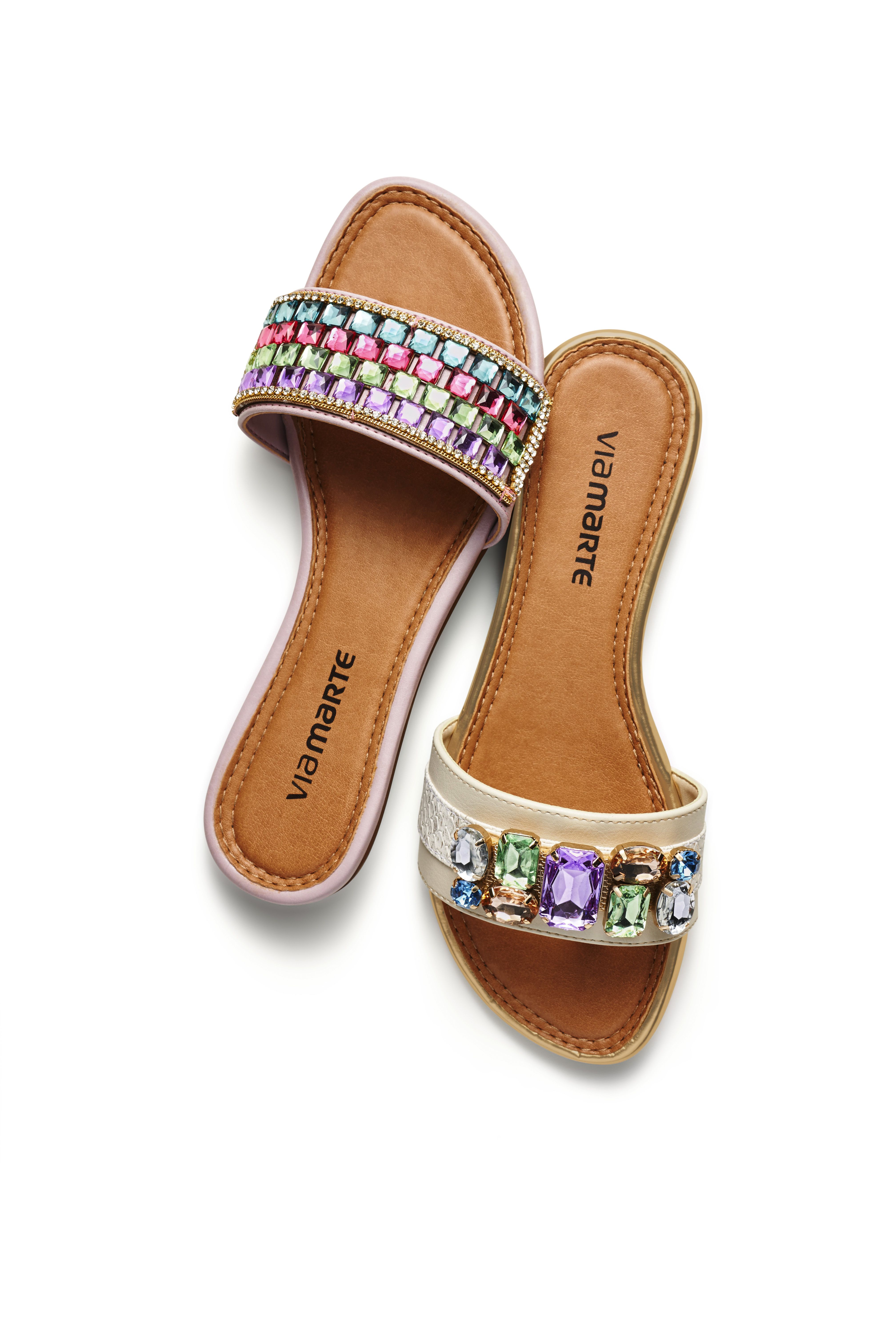 rasteiras - chinelos - rasteirinhas - brilho - pedraria - summer - Verão 2016 - Ref. 15-11558 | 15-11501 | Sandálias femininas, Sapato abotinado, Estilo de sapatos