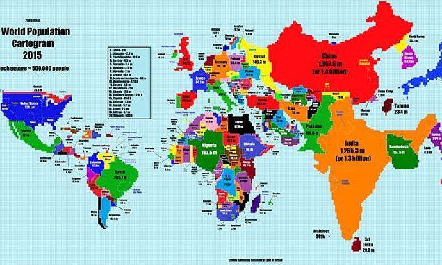 World map redrawn to reflect population and not country size - best of world map with countries and continents World map redrawn to reflect population and not country size - best of world map with countries and continents