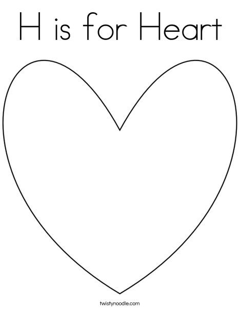 H is for Heart Coloring Page - Twisty Noodle | Heart ...