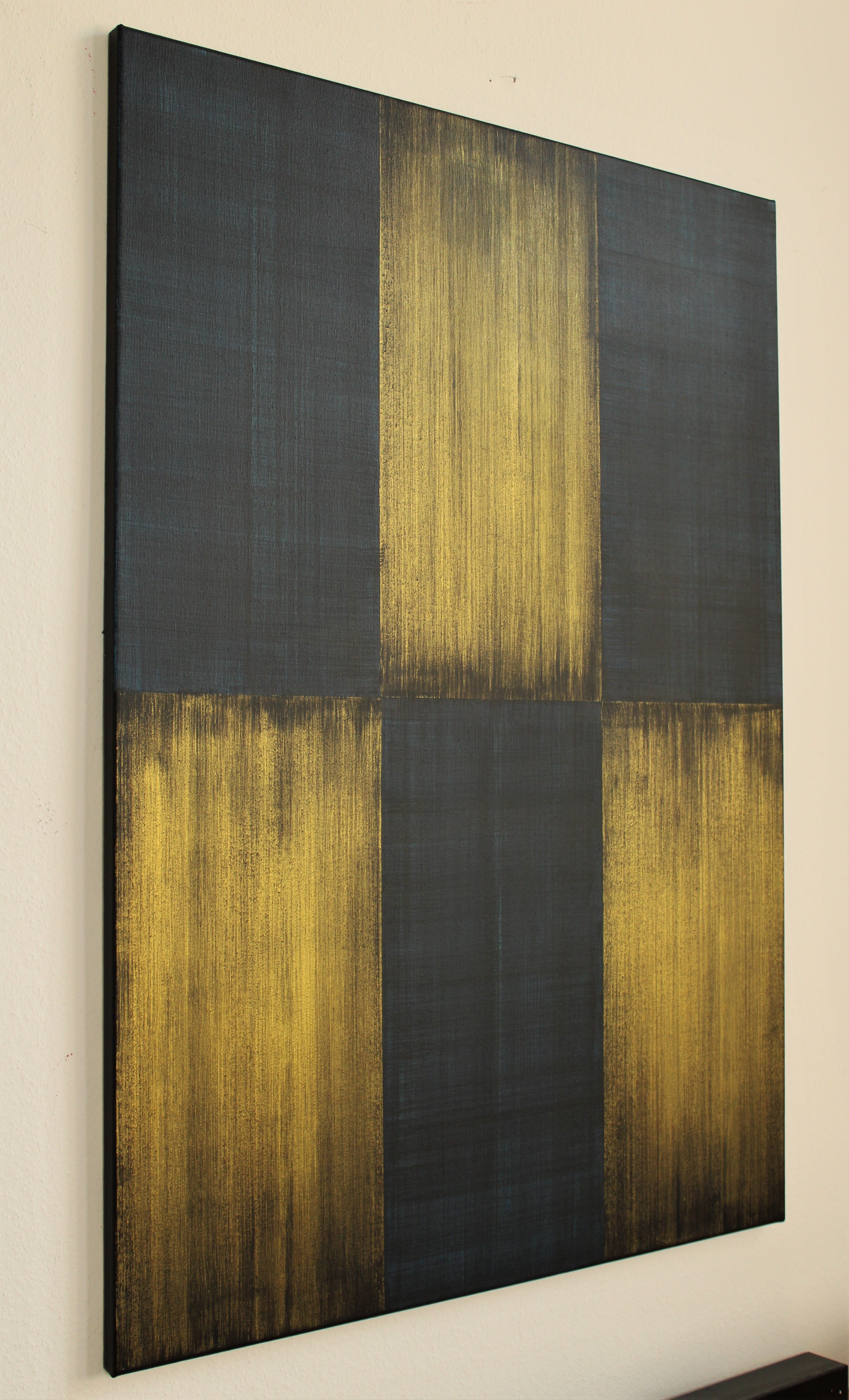 Vertikal 2 Acryl Auf Leinwand Gold Blau Schwarz Abstrakt Gold Streifen Kunst Moderne Kunst Bilder Idee Farbe Acrylmalerei Abstrakt