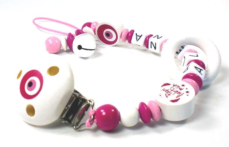 ♥ Schnullerkette ♥ mit Wunschnamen ♥ Baby ♥ ♥ Schnullerhalter Mädchen