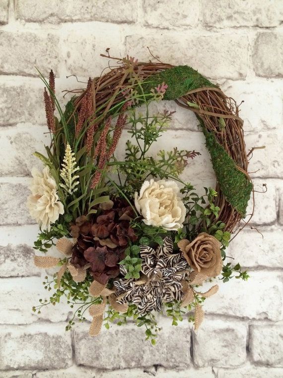 Neutral Wreath, Silk Floral Wreath, Front Door Wreath, Spring Wreath ...