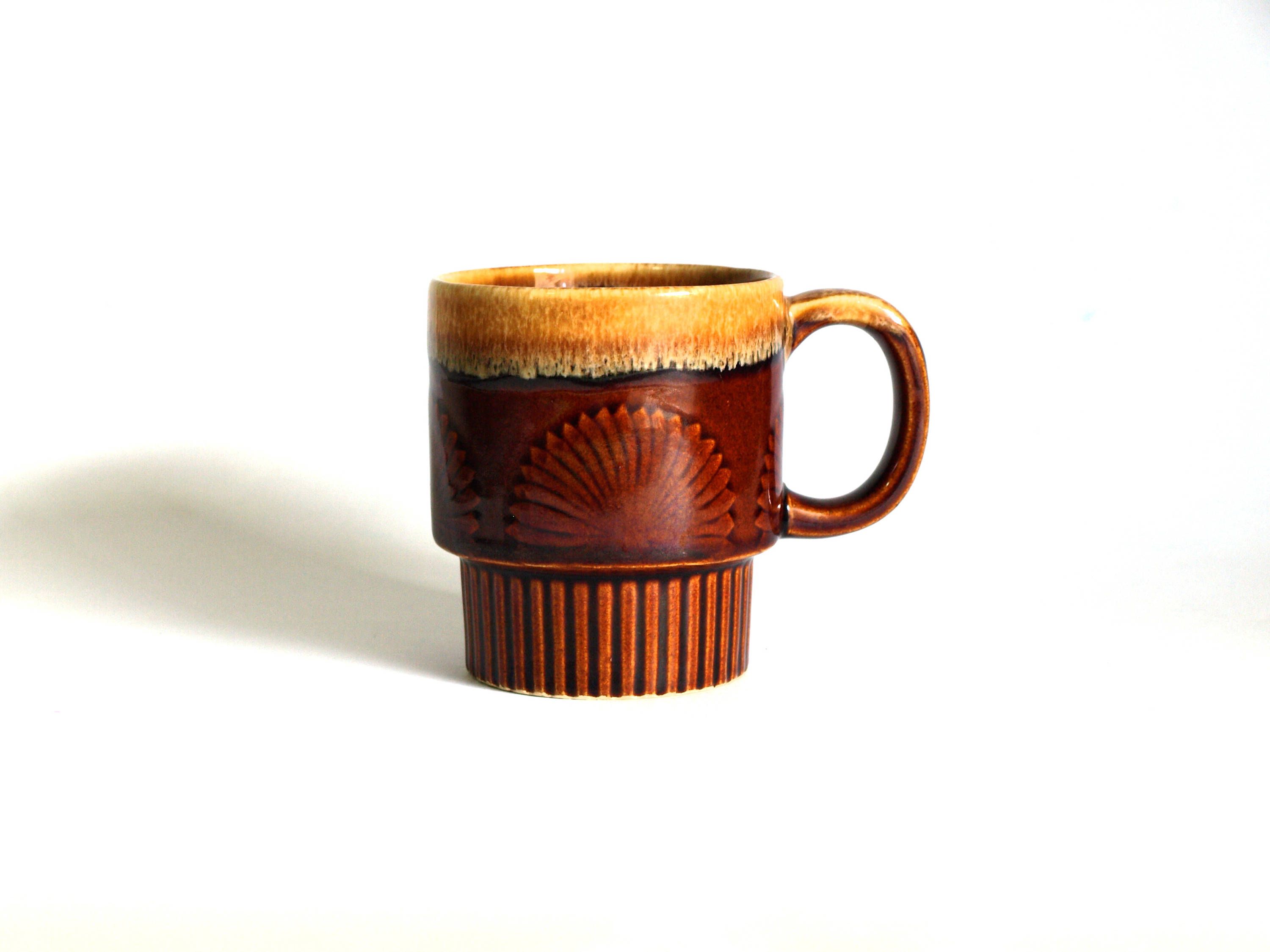 Vintage Stackable Honey Caramel Drip Chocolate Brown Mod Coffee Mug Vintage Stackable Honey Caramel Drip Chocolate Brown Mod Coffee Mug Retro 70s S Fan Glaze Cup Made In An