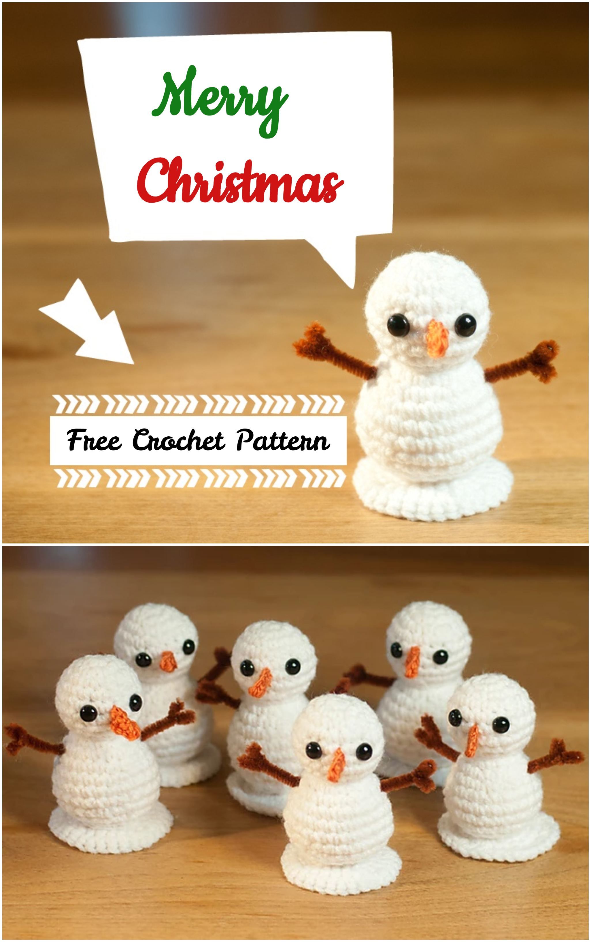 Crochet Cute Snowman Crochet Amigurumi, Crochet Snowman, Crochet Diy, Diy Crochet Projects, Holiday Crochet, Crochet Dolls, Crochet Crafts, Yarn Crafts, Crochet Christmas Gifts