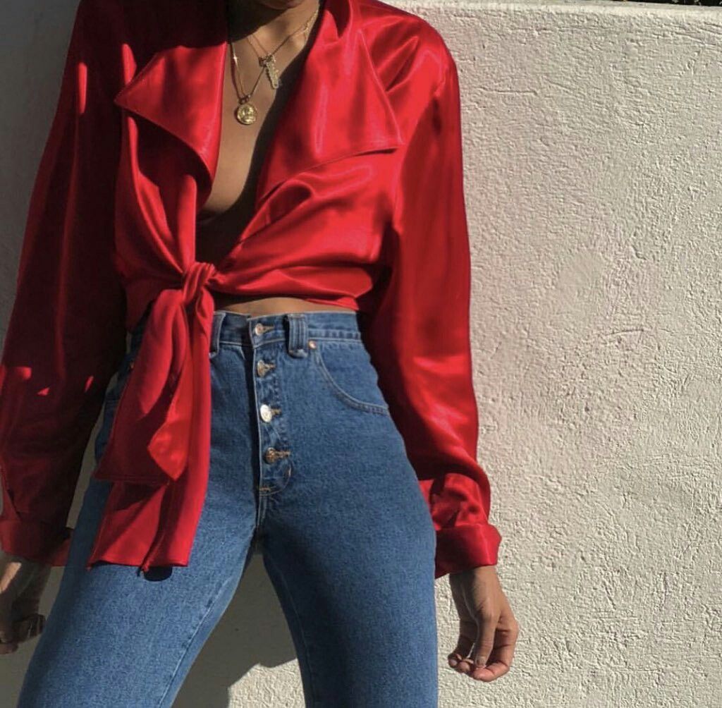 Pin by Emma Jobe on STYLE INSPO | Red blouse outfit, Red shirt outfits, Red top outfit