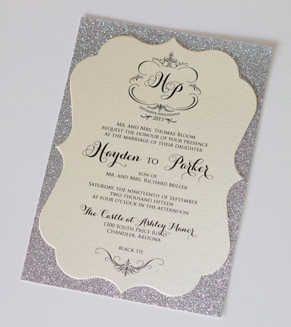 Elegant Wedding Invitation Vintage Glitter Elegant Wedding Invitation Vintage Glitter