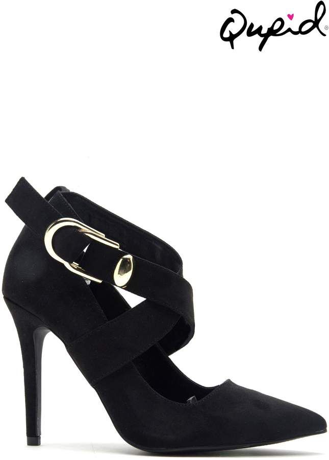 black court heels with strap
