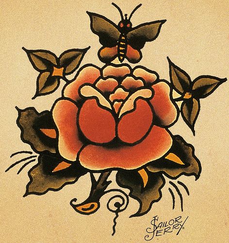 Sailor Jerry Rose Tattoo Flash Sailor Jerry Rose Tattoo Flash