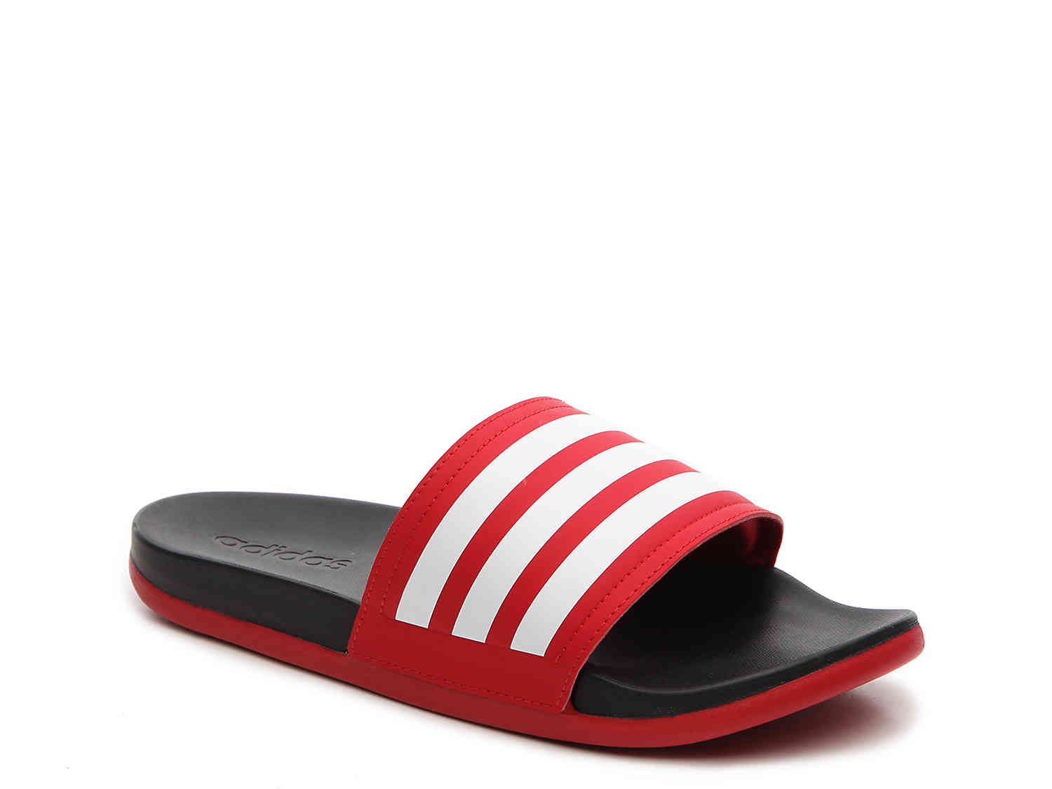 Adidas Adilette Cloudfoam Ultra Stripes Slide Sandal Women S Striped Slides Sandals Slide Sandals