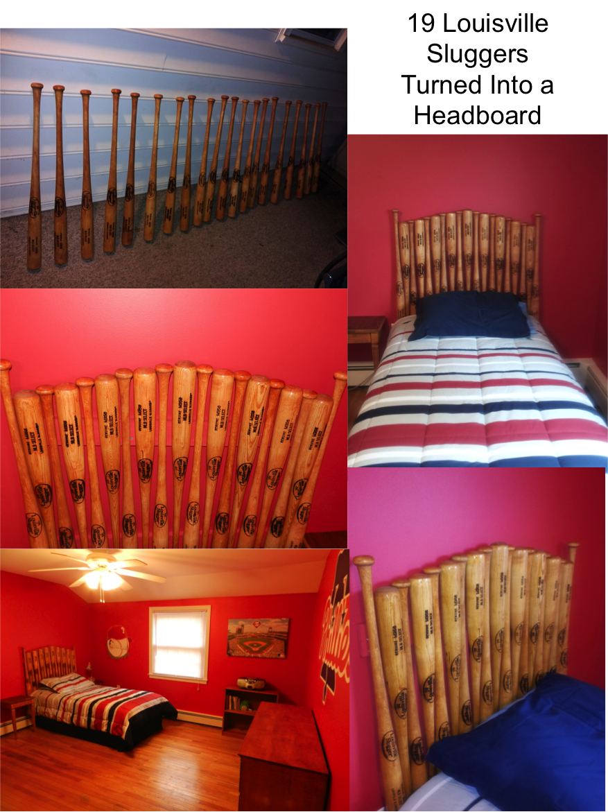 amazing baseball bat headboard made from 19 louisville slugger bats