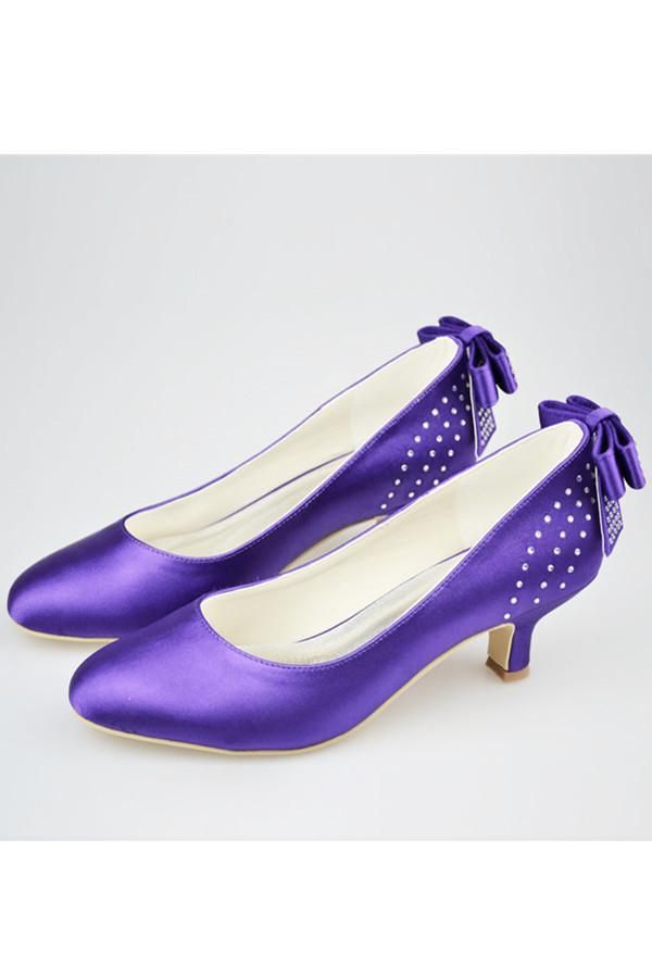 purple satin shoes