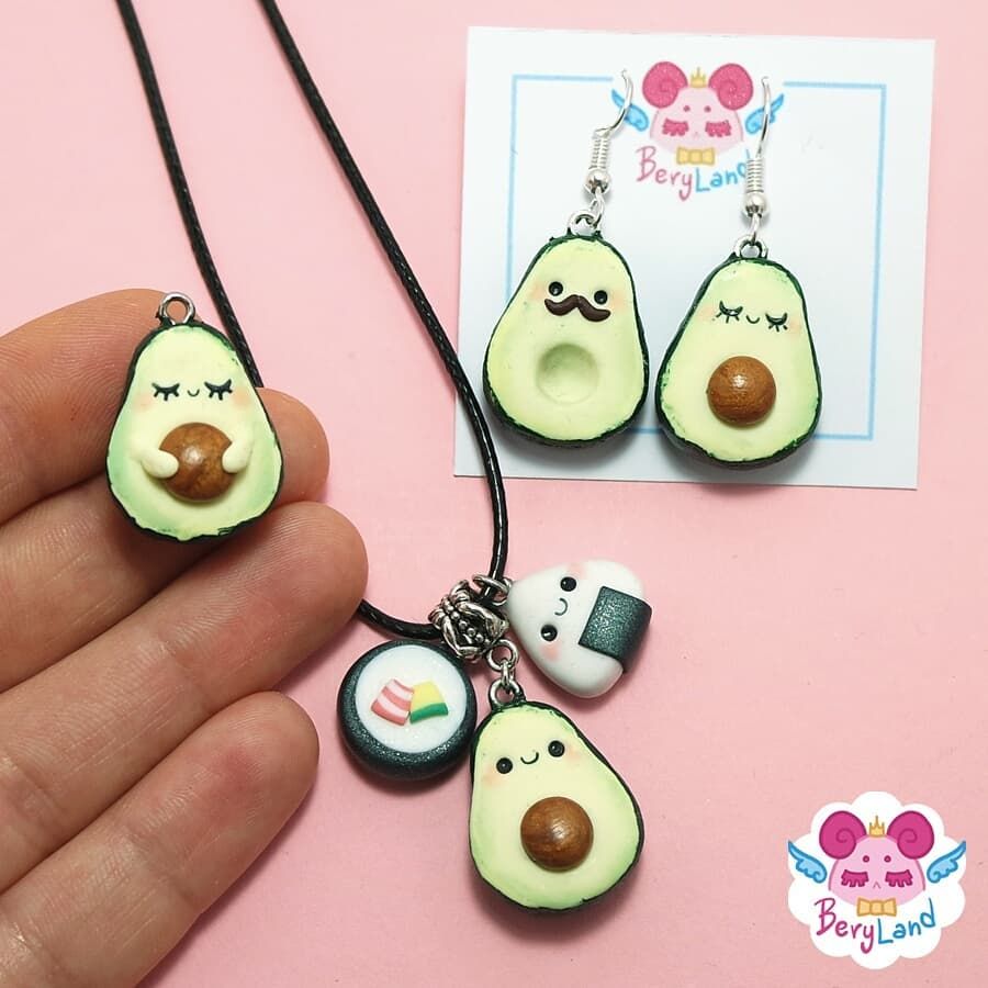 Irene Alice on Instagram: “🎀 Avocado Time 🎀 #avocado #kawaii #polymerclay #clay #fimo #fimostaedtler #handmade #fattoamano #kawaiiavocado #kawaiistuff #kawaiijewelry”