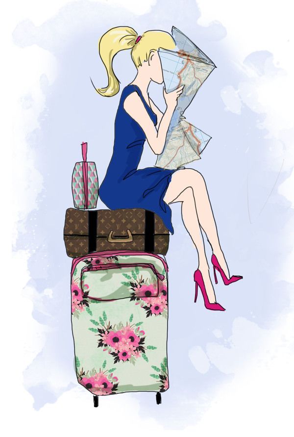 Clip Art Fashion Bag Fashion Travel Travel Girl Pink Car Maps Rome Wanderlust Girl Travel Clipart Sunglasses Vintage Car
