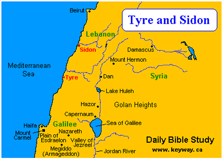 Bible Map | Tyre and Sidon | Bible mapping, Bible, Daily bible study