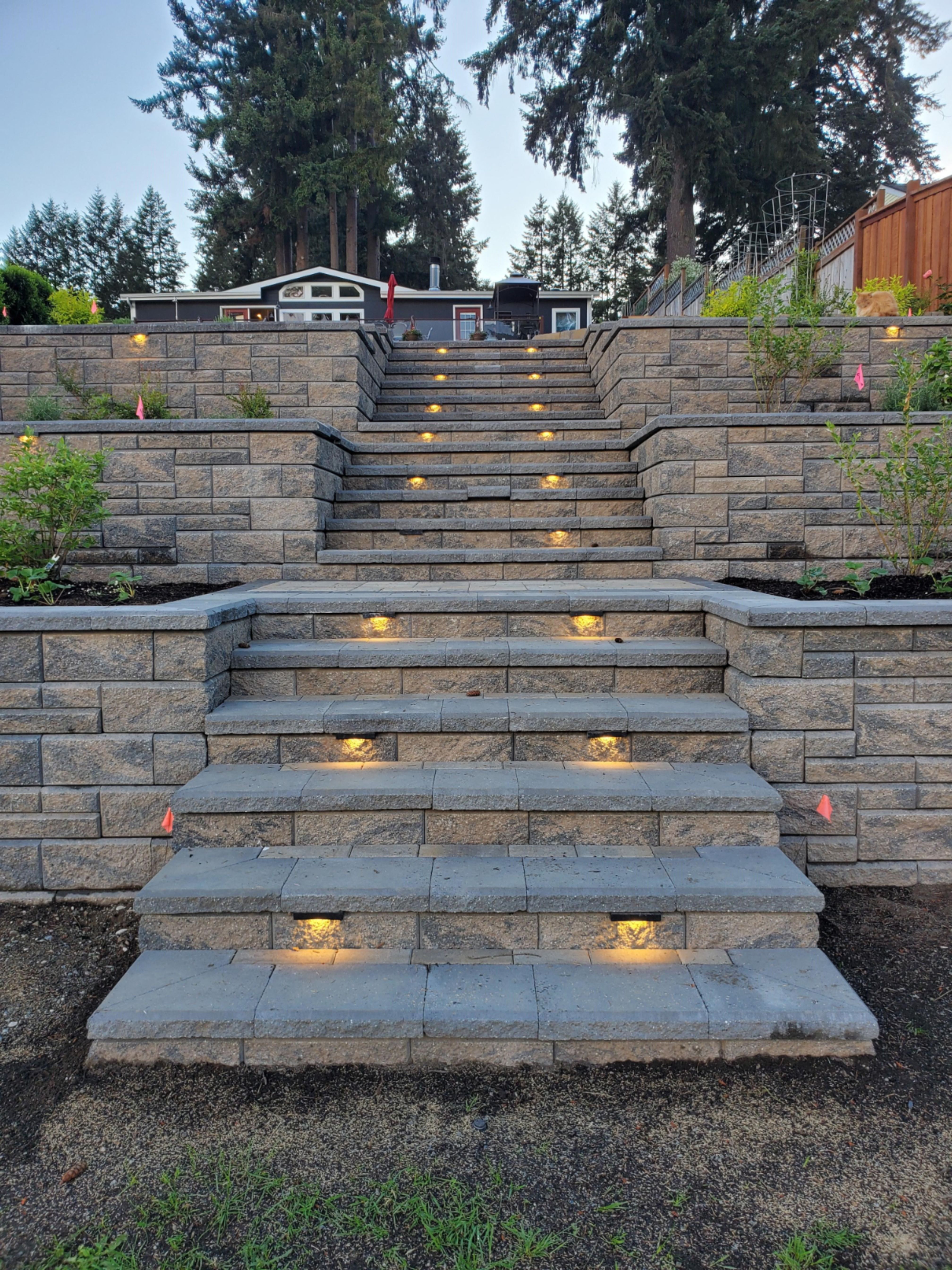 step lights with allan block retaining wall sloped backyard landscaping landscaping retaining walls sloped backyard exterior step lights on step lights with allan block retaining wall sloped backyard landscaping landscaping retaining walls sloped backyard pinterest