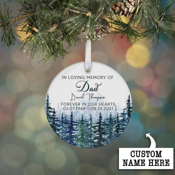 Customized In Loving Memory Of Dad Ornament For Father Grandpa Anniversary Jesus's Birthday Gag Winter Holiday 25th Dec Merry Christmas 2021 Xmas Tree Decor Bereavement Remembrance Reminiscences Lost Loved One Date Of Death Birth Forever In Our Heart Gift Ideas Remember Sympathy Father Loss Forever In Our Heart Thanksgiving Gifts, Great Christmas Gifts, Holiday Crafts, Christmas Time, Christmas Bulbs, In Memory Of Dad, In Loving Memory, Memorial Ornaments, Xmas Ornaments