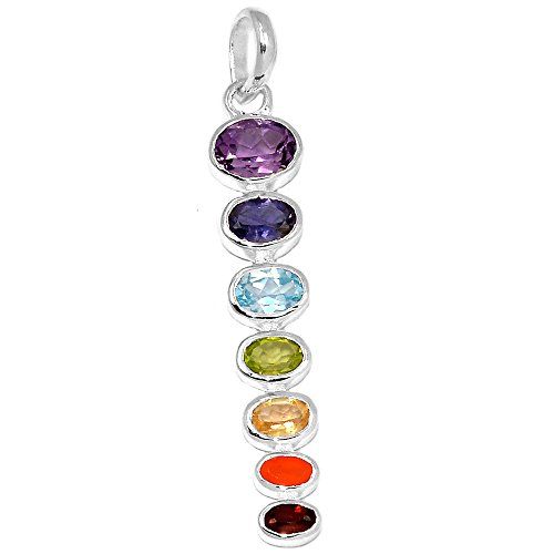 Xtremegems Healing Chakra 925 Sterling Silver Pendant Jewelry 2 1/4 CP125 Xtremegems Healing Chakra 925 Sterling Silver Pendant Jewelry 2 1/4 CP125