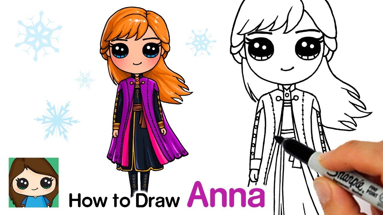 How to Draw Anna Disney Frozen 2 Cute disney drawings