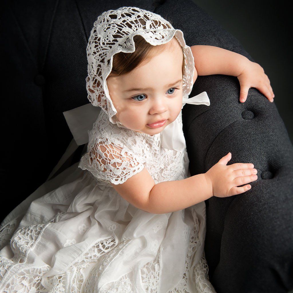 Grace Girls Christening Gown With Bonnet Christening Gowns For Girls ...