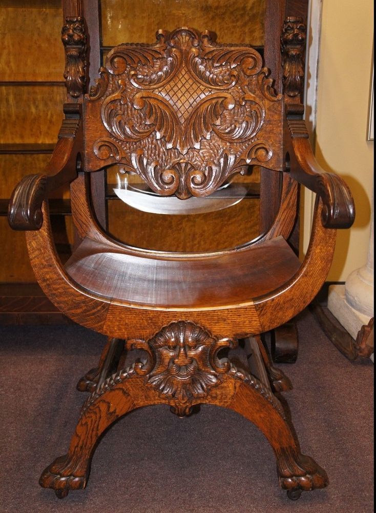 Antique+Renaissance+Revival+Tiger+Oak+Saddle+Seat+Chair+Throne+Lion+ Antique+Renaissance+Revival+Tiger+Oak+Saddle+Seat+Chair+Throne+Lion +Head+Figural+#Gothic - Antique+Renaissance+Revival+Tiger+Oak+Saddle+Seat+Chair+Throne+Lion+