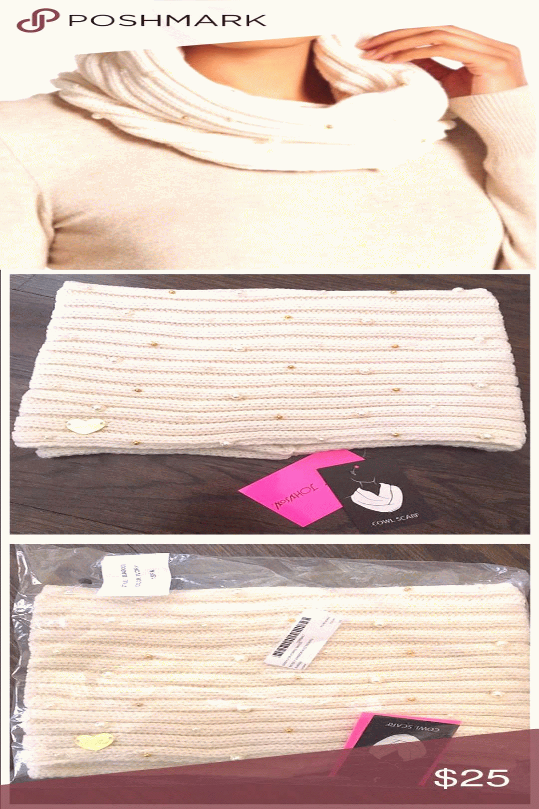 Nwt Betsey Johnson Crazy For Pearls Snood Scarf Nwt Betsey Johnson Crazy Nwt Betsey Johnson Crazy For Pearls Snood Scarf Nwt Betsey Johnson Crazy