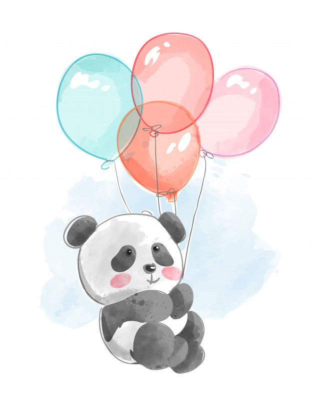 Милая панда летит с воздушными шарами Pr... | Premium Vector #Freepik #vector #watercolor #vintage #baby #love Cute Easy Drawings, Cute Cartoon Drawings, Cute Little Drawings, Cute Panda Drawing, Baby Drawing, Cute Doodle Art, Cute Doodles, Cute Art, Panda Wallpapers