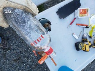 Recycling Whiskey Bottles Into Drinking Glasses : 7 Steps (with Pictures) - Instructables Evian Bottle, Water Bottle, Whiskey Bottle Crafts, Chuck Wagon, Bottle Cutting, Cast Iron Cookware, Forged Iron, Coors Light Beer Can, Pin Collection
