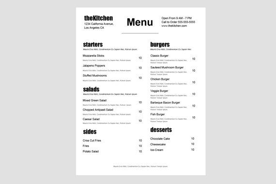 food truck menu restaurant menu template restaurant menu menus restaurant menu template google docs