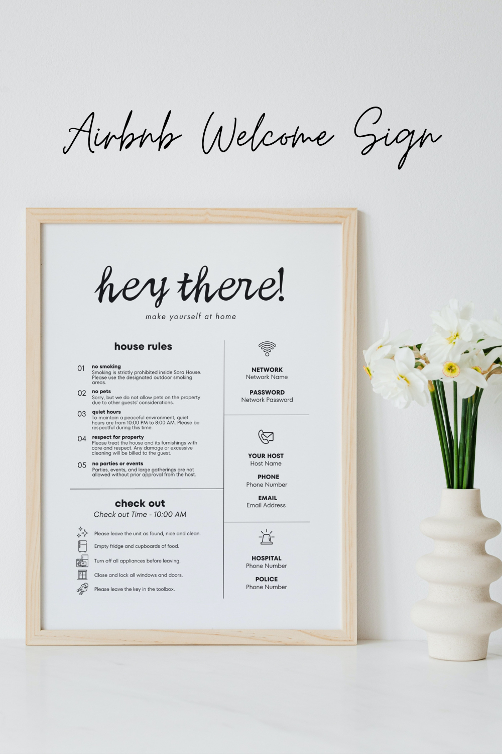 Airbnb Welcome Sign Editable Canva Template, Printable Wall Sign, VRBO Welcome Poster