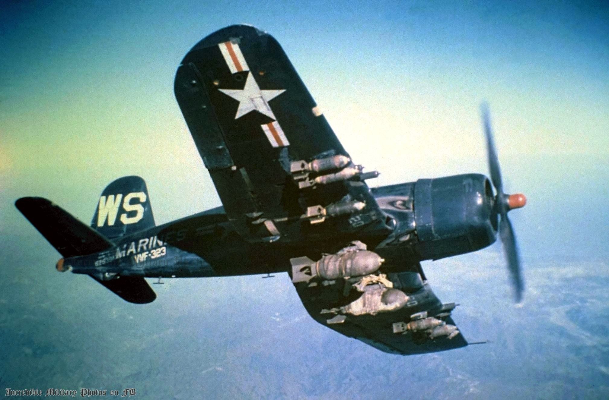 USMC F4U-4B Corsair VMA-323 over Korea, 1952 Wwii Aircraft, Military ...