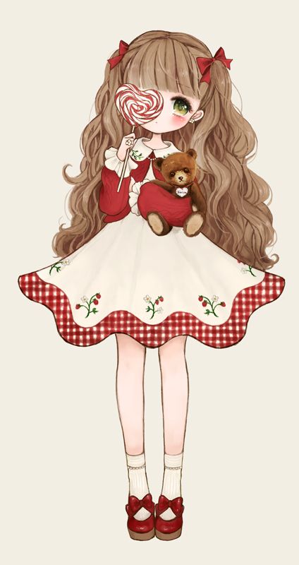 ✮ anime art ✮ sweet lolita  ruffles  ribbons