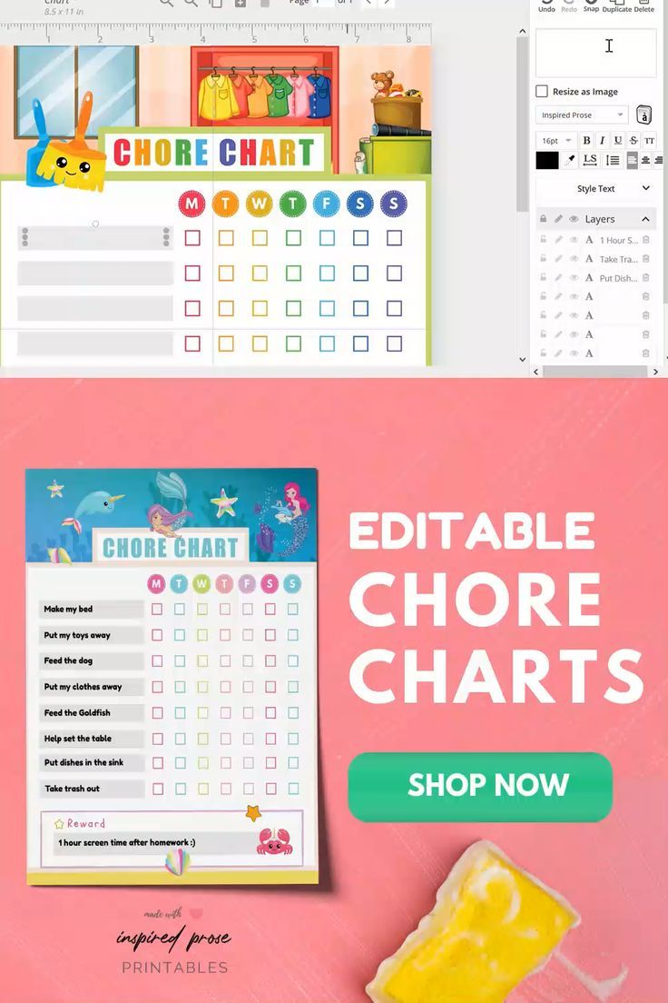 Editable Chore Charts for Kids Editable Chore Charts for Kids