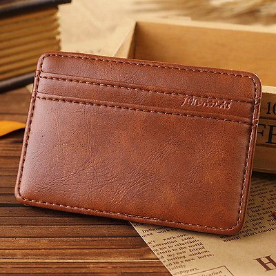 Faux Leather Magic Money Clip Slim Men/'s Wallet ID Credit Card Holder Case Purse