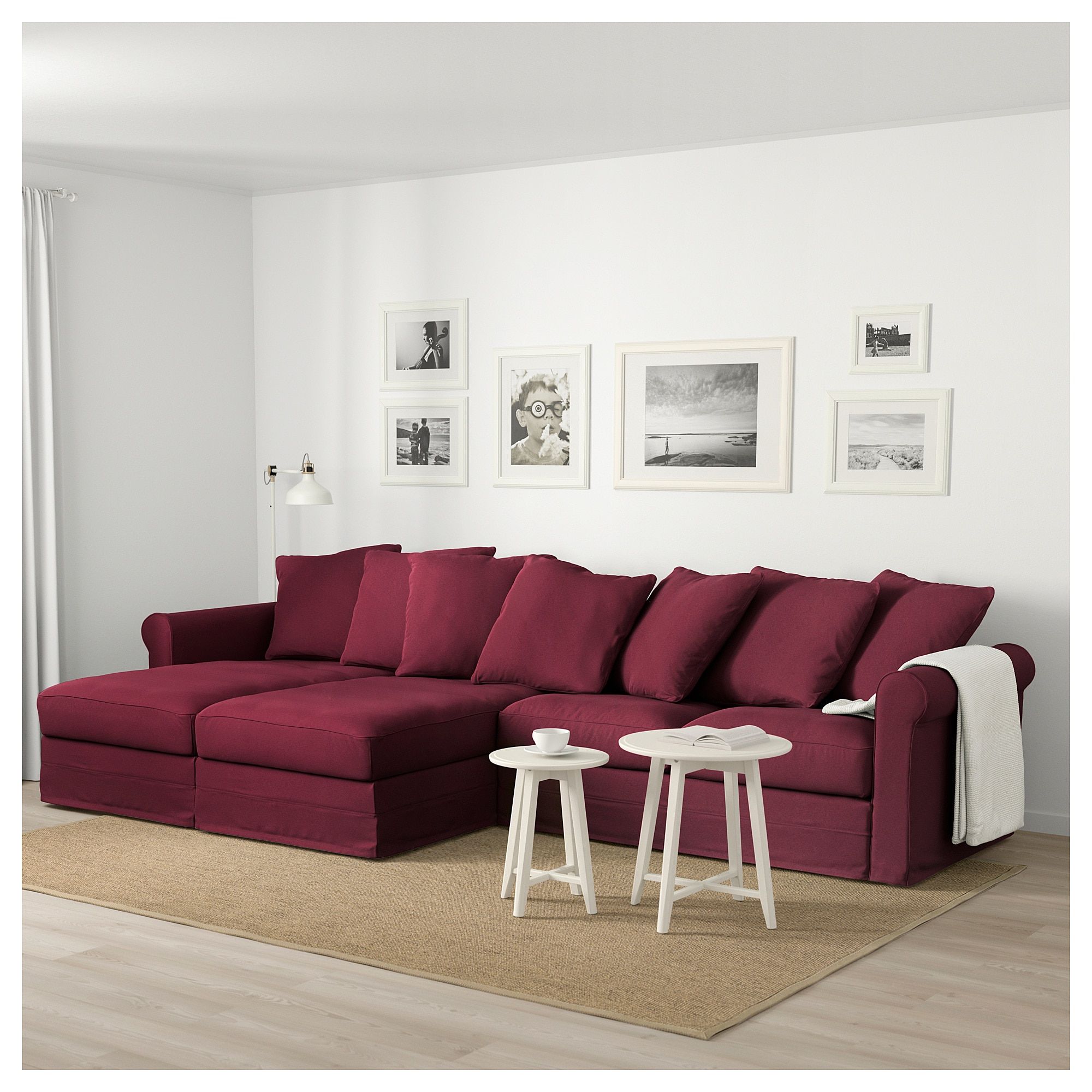 Grönlid 4er Sofa Mit Récamieren Ljungen Dunkelrot
