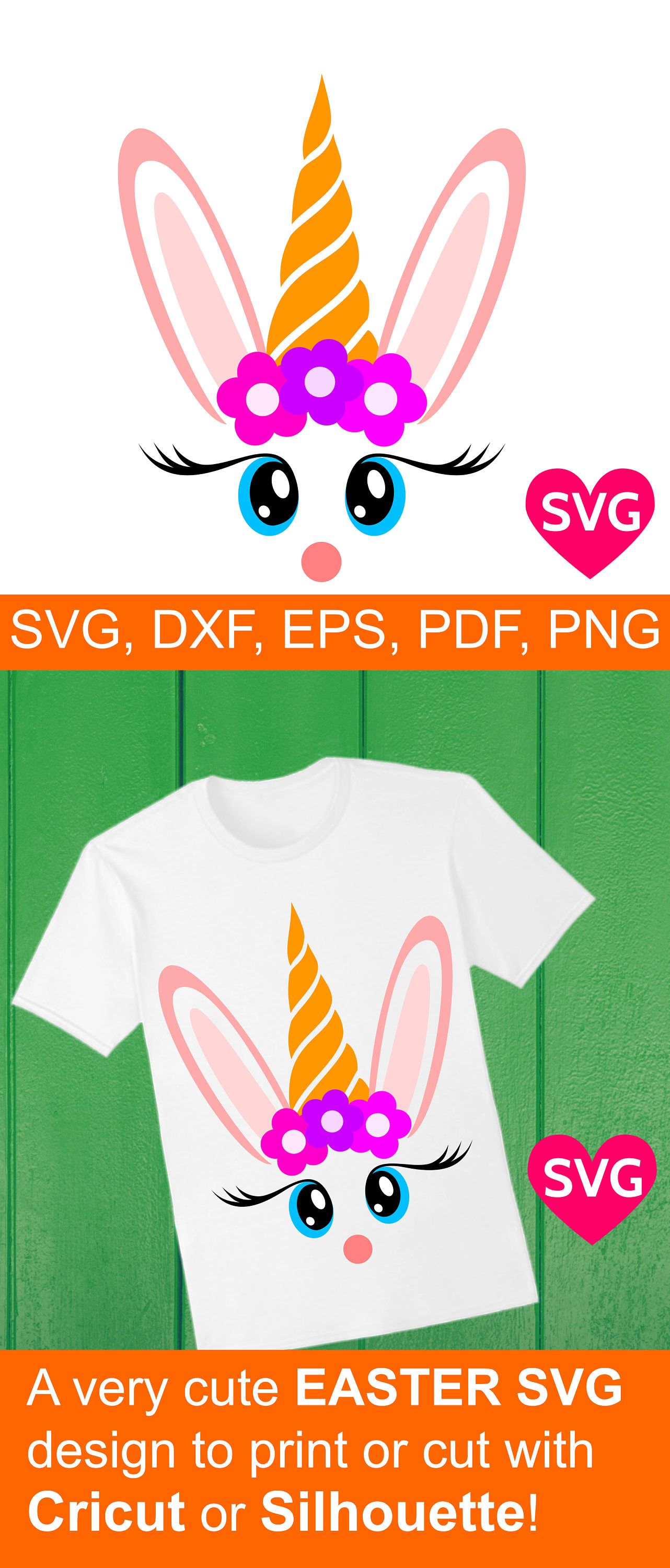 Download Very Cute Easter Unicorn Svg File Design With Long Ears Or Easter Bunny With A Carrot Svg Easter Cricut Easter Svg Files Easter Svg Bunny Svg